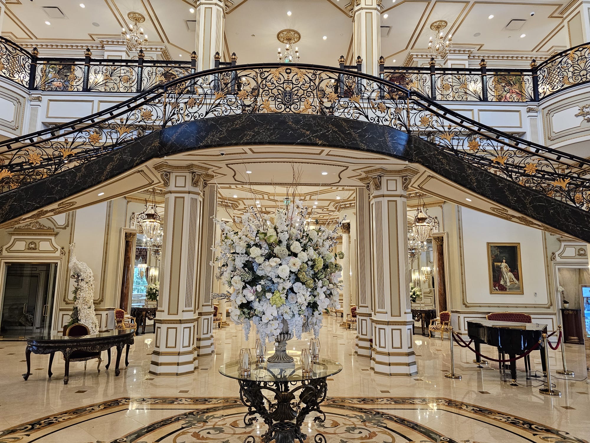 Grand luxury wedding venue with ornate staircase